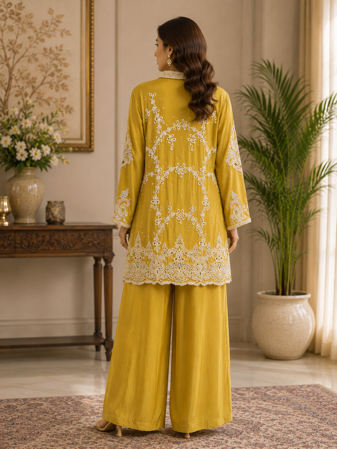 Golden Vine Embroidered Co-Ord Set