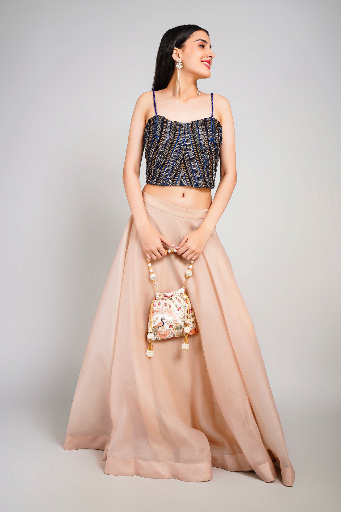 Midnight Luxe Lehenga Skirt Corset Blouse Set