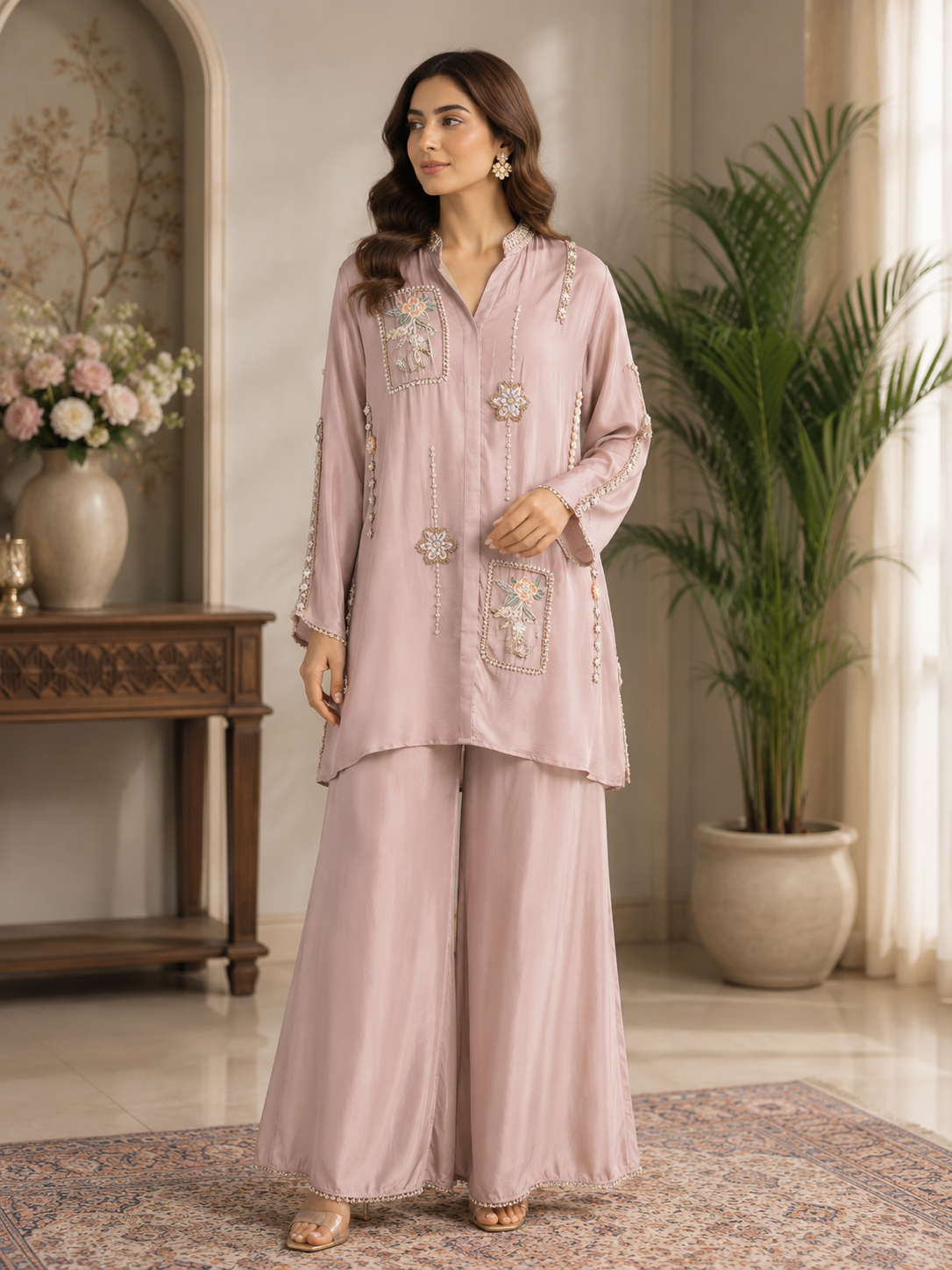 Blush Elegance Embellished Co-Ord Set