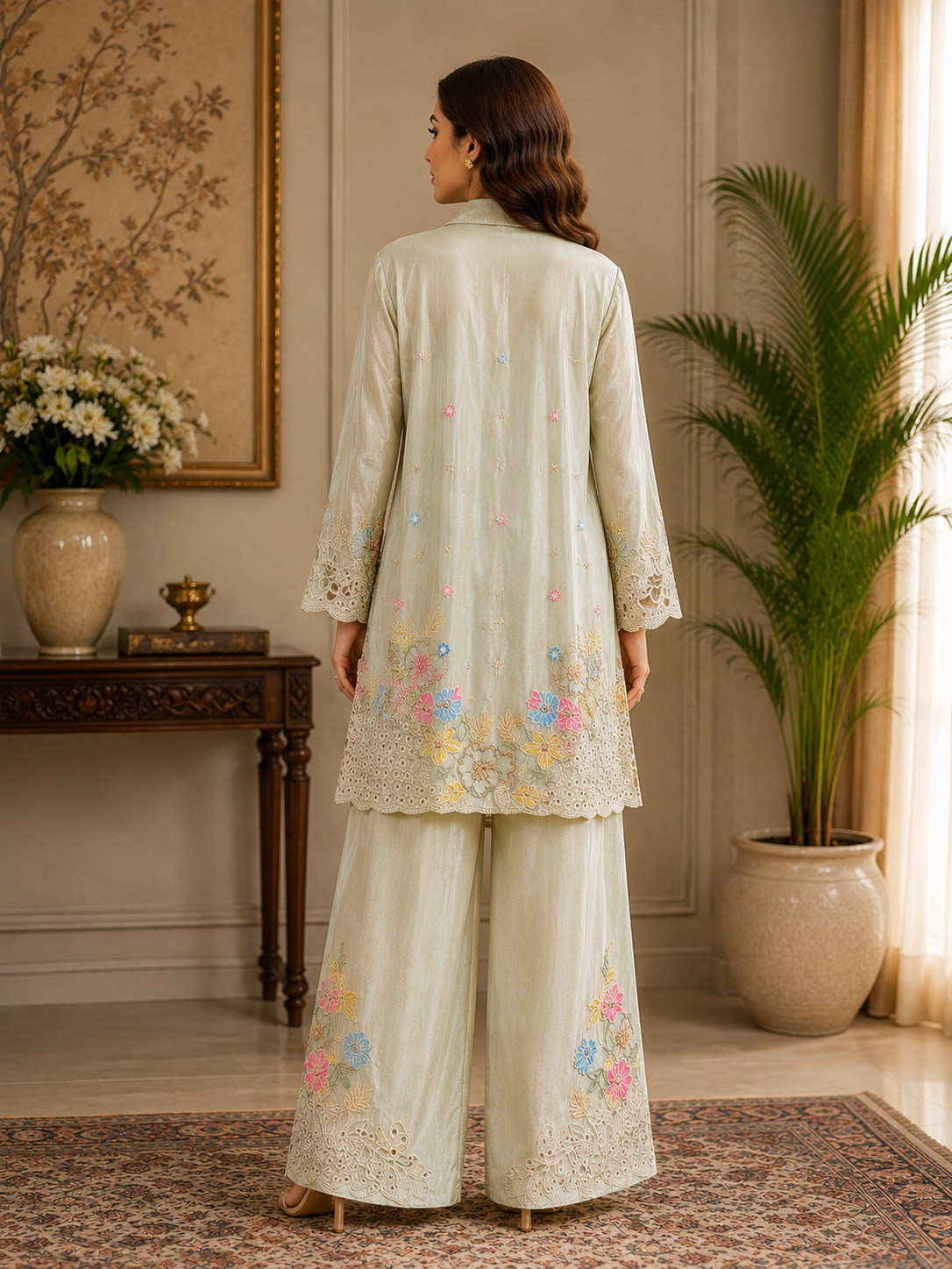 Ivory Blossom Embroidered Co-Ord Set