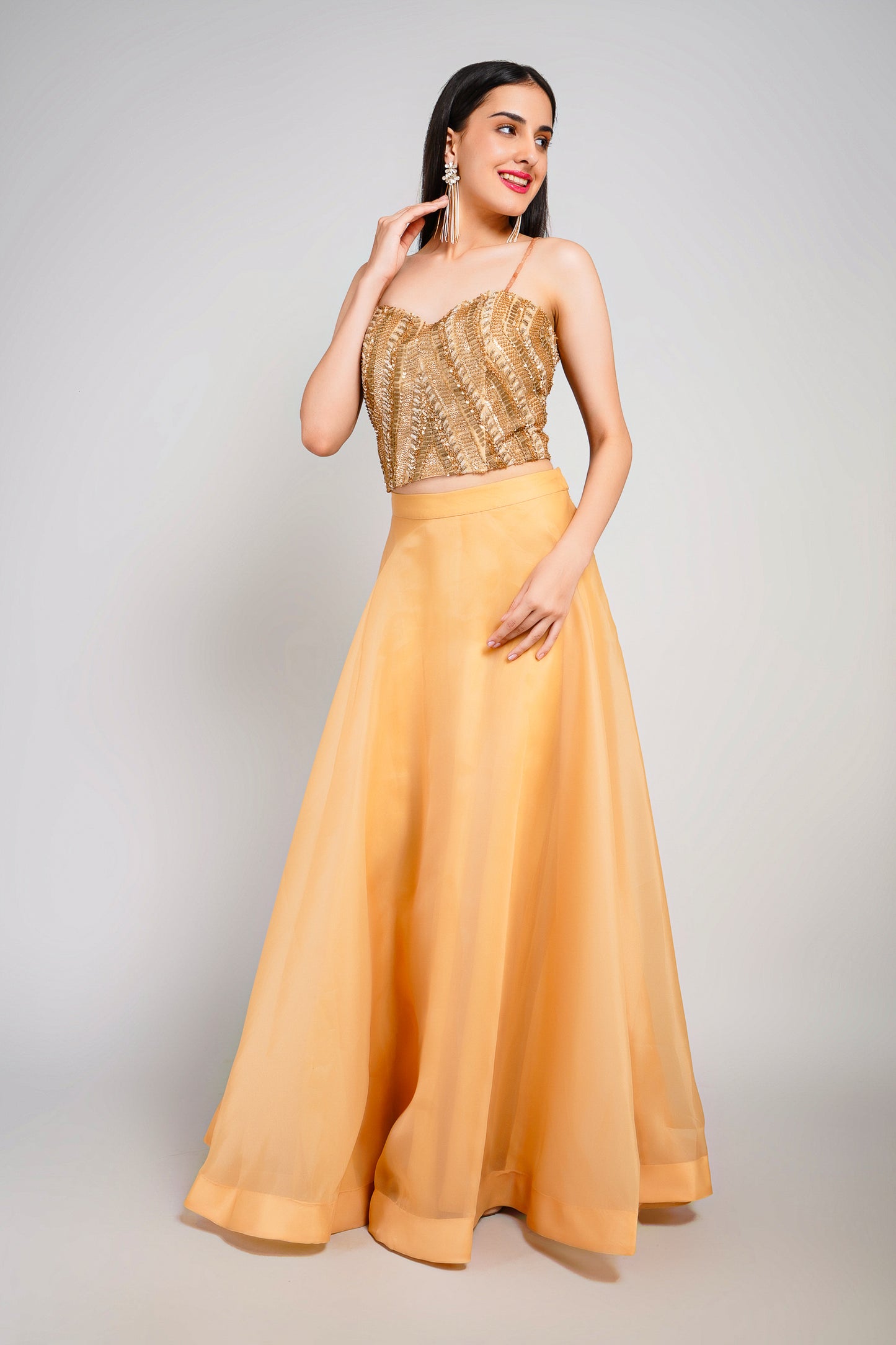 Midnight Luxe Lehenga Skirt Corset Blouse Set