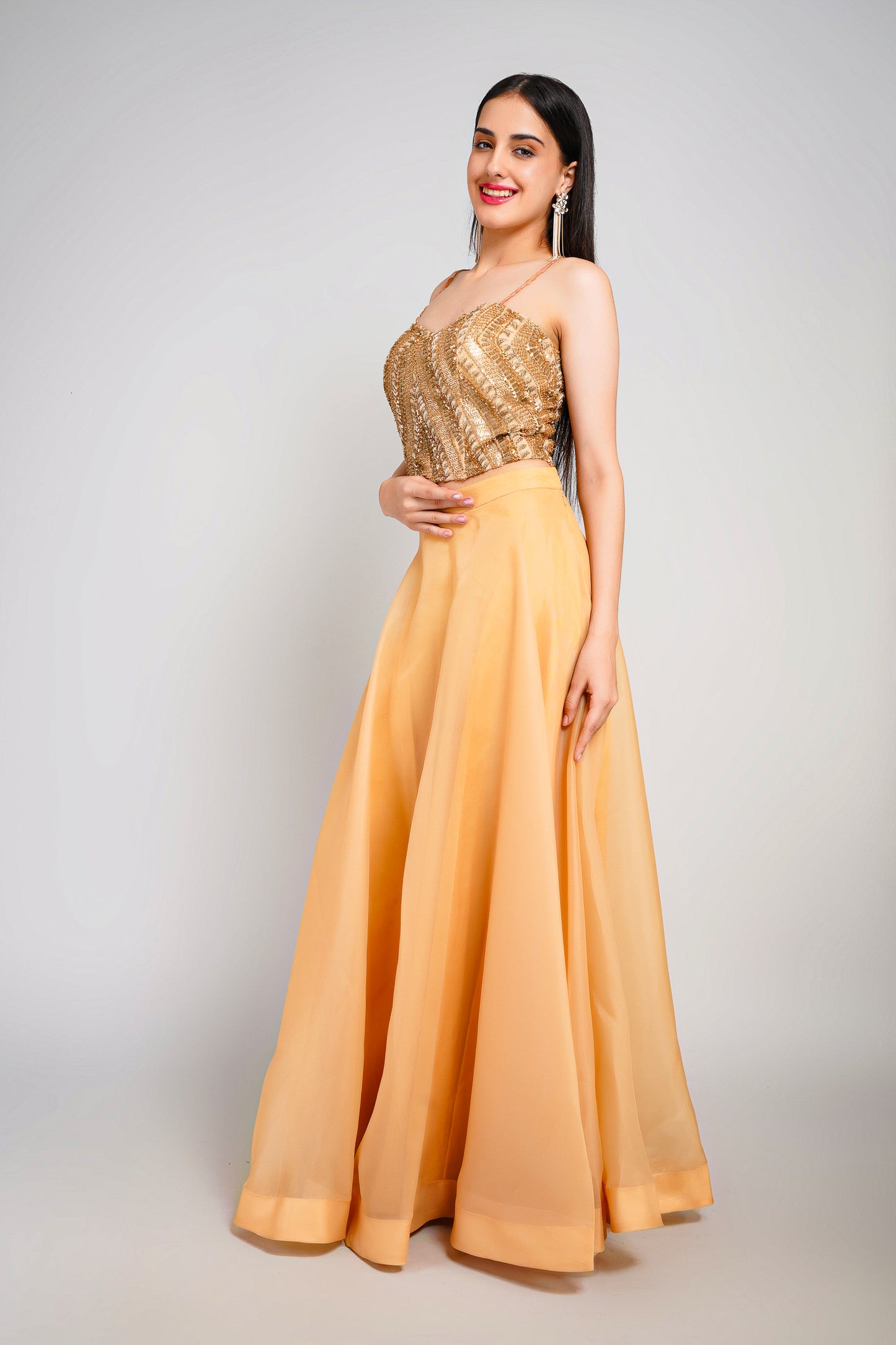 Midnight Luxe Lehenga Skirt Corset Blouse Set