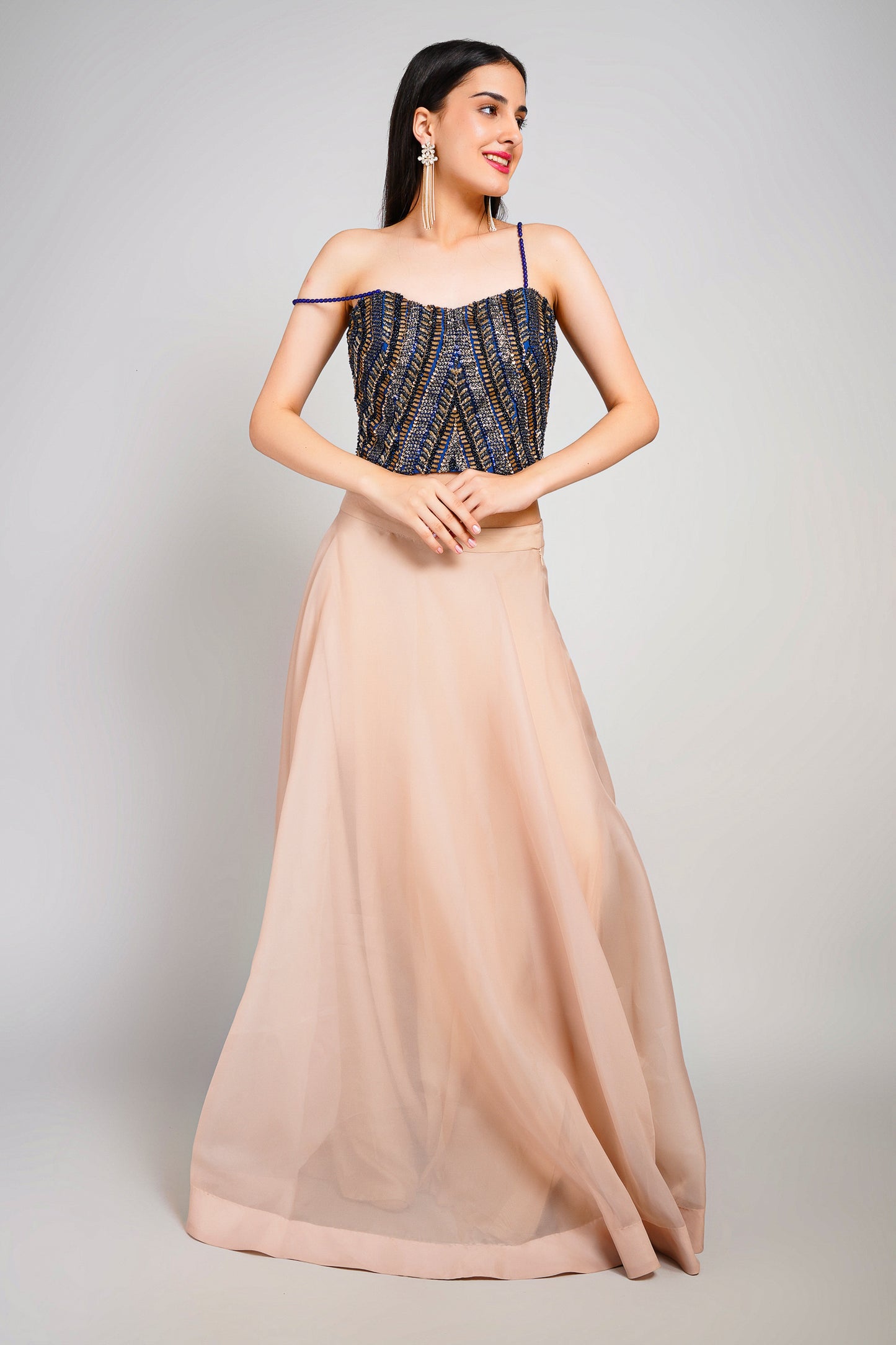 Midnight Luxe Lehenga Skirt Corset Blouse Set