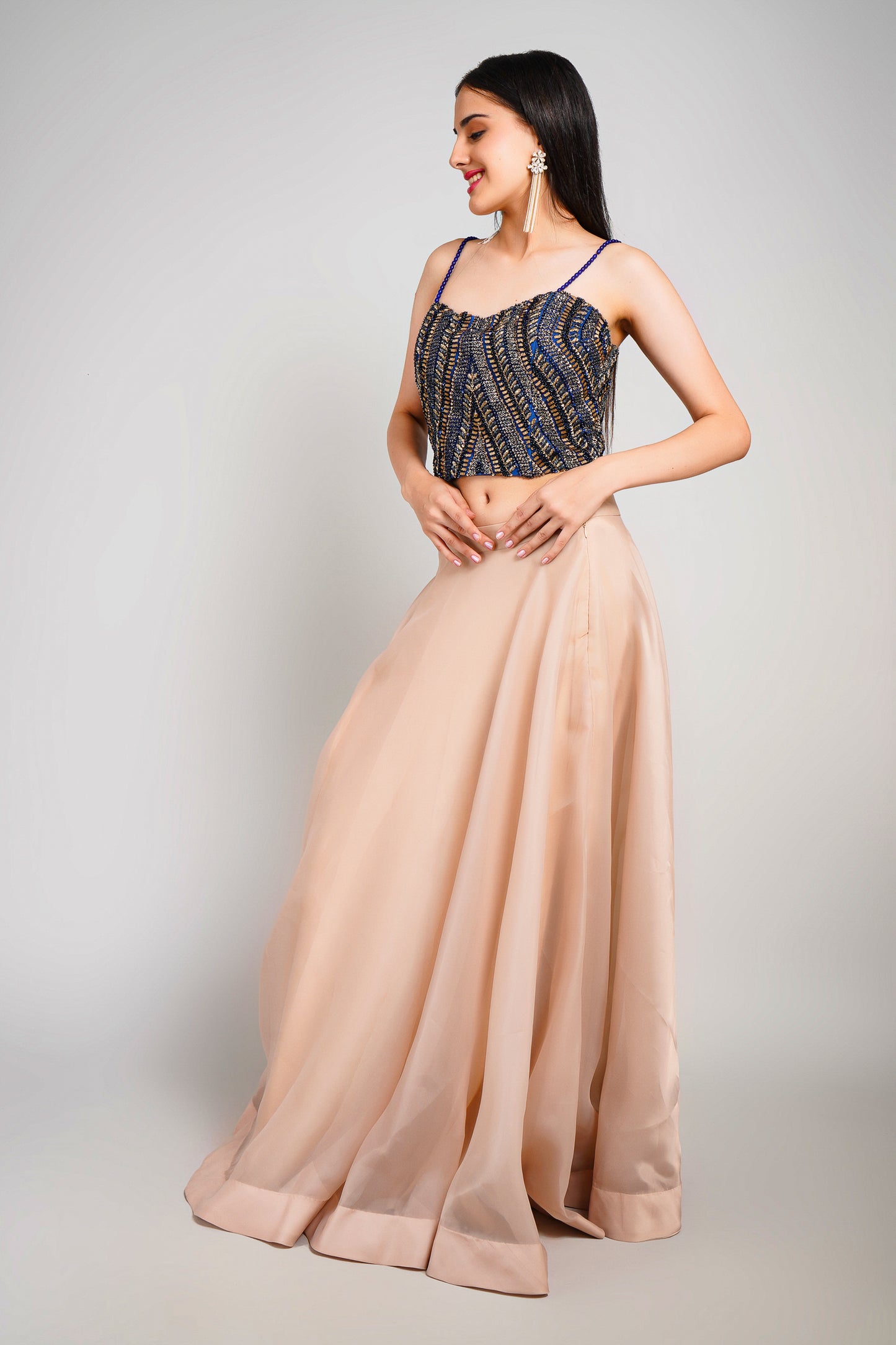 Midnight Luxe Lehenga Skirt Corset Blouse Set