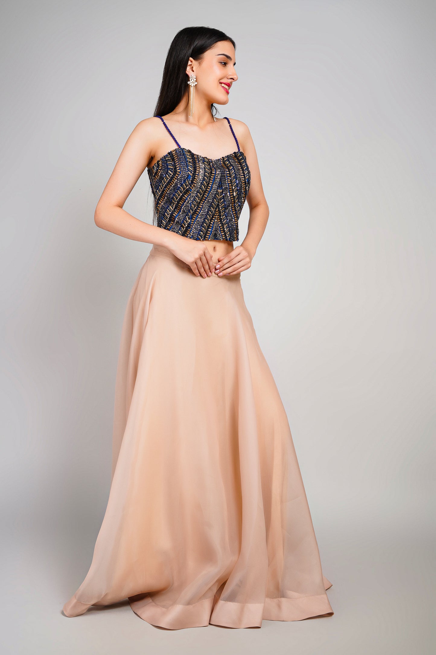 Midnight Luxe Lehenga Skirt Corset Blouse Set