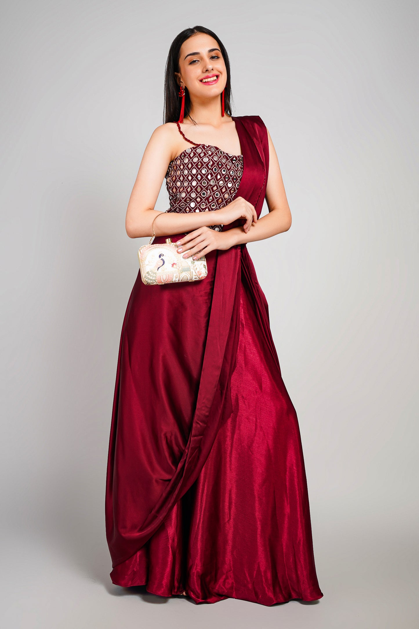 Ruby Aura 3 Piece Drape Saree Set
