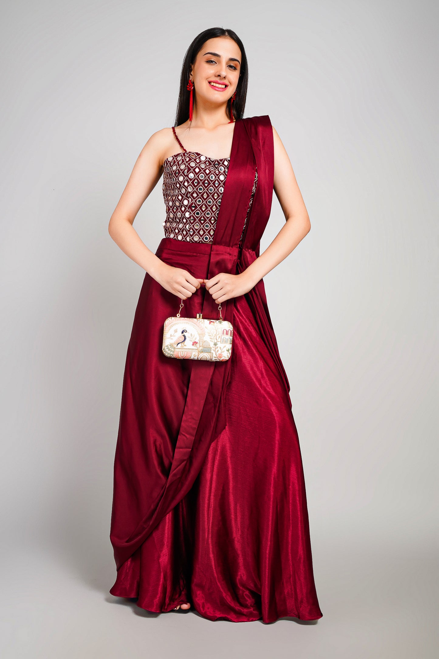 Ruby Aura 3 Piece Drape Saree Set