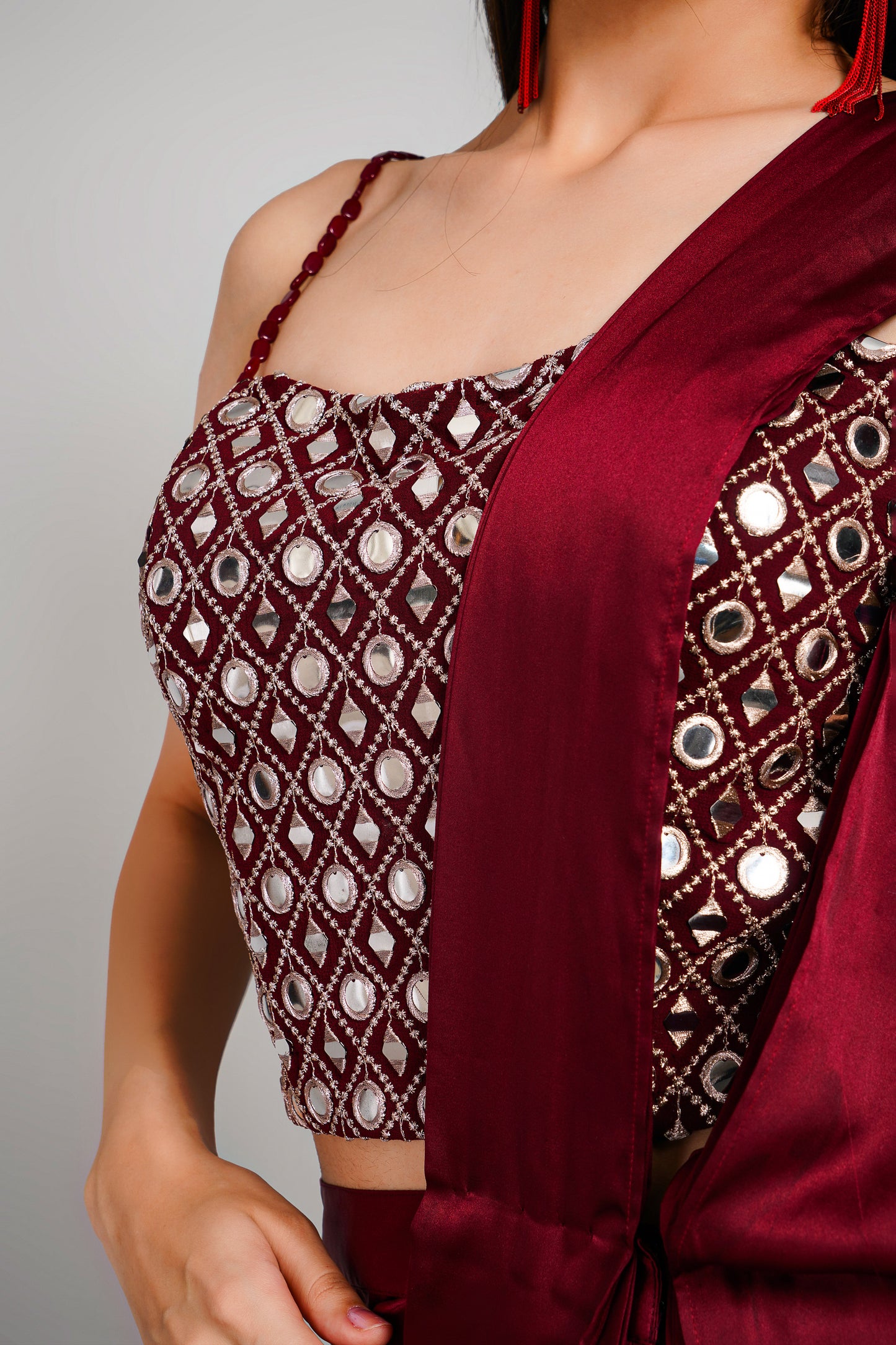 Ruby Aura 3 Piece Drape Saree Set