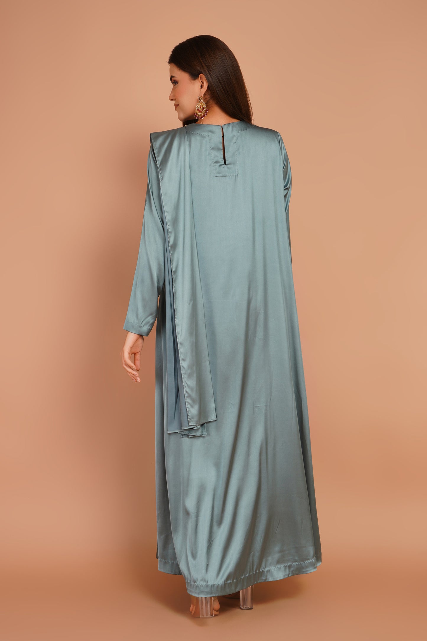 Embroidered Pre-Draped Dress