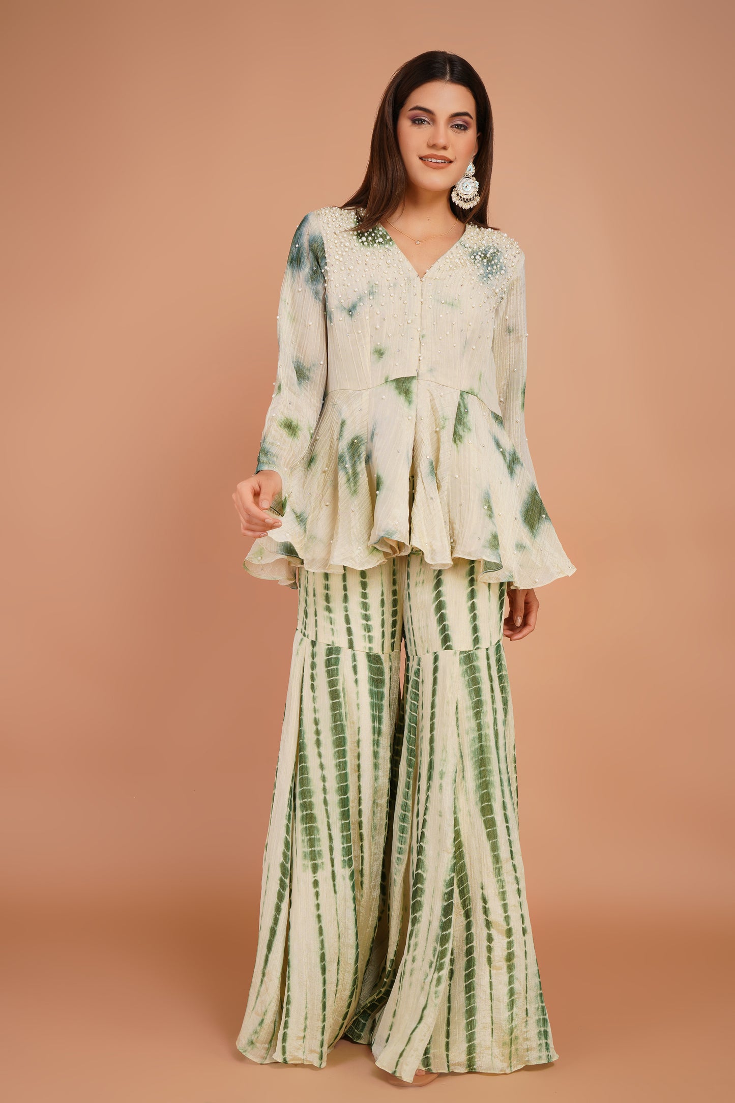 Tie-Dye Peplum & Sharara Set