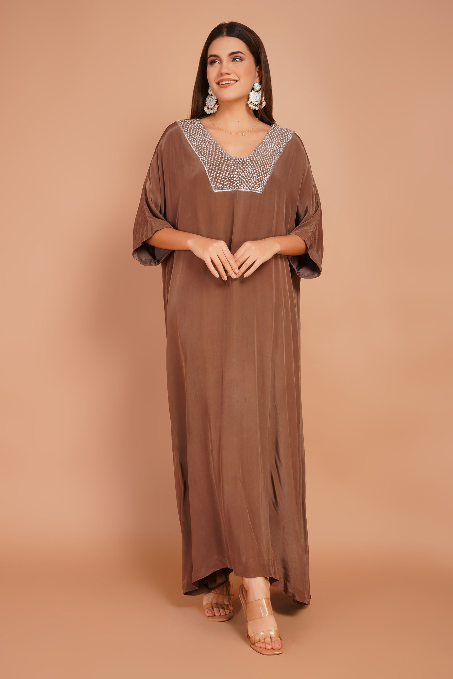 Neck Embroidered Kaftan