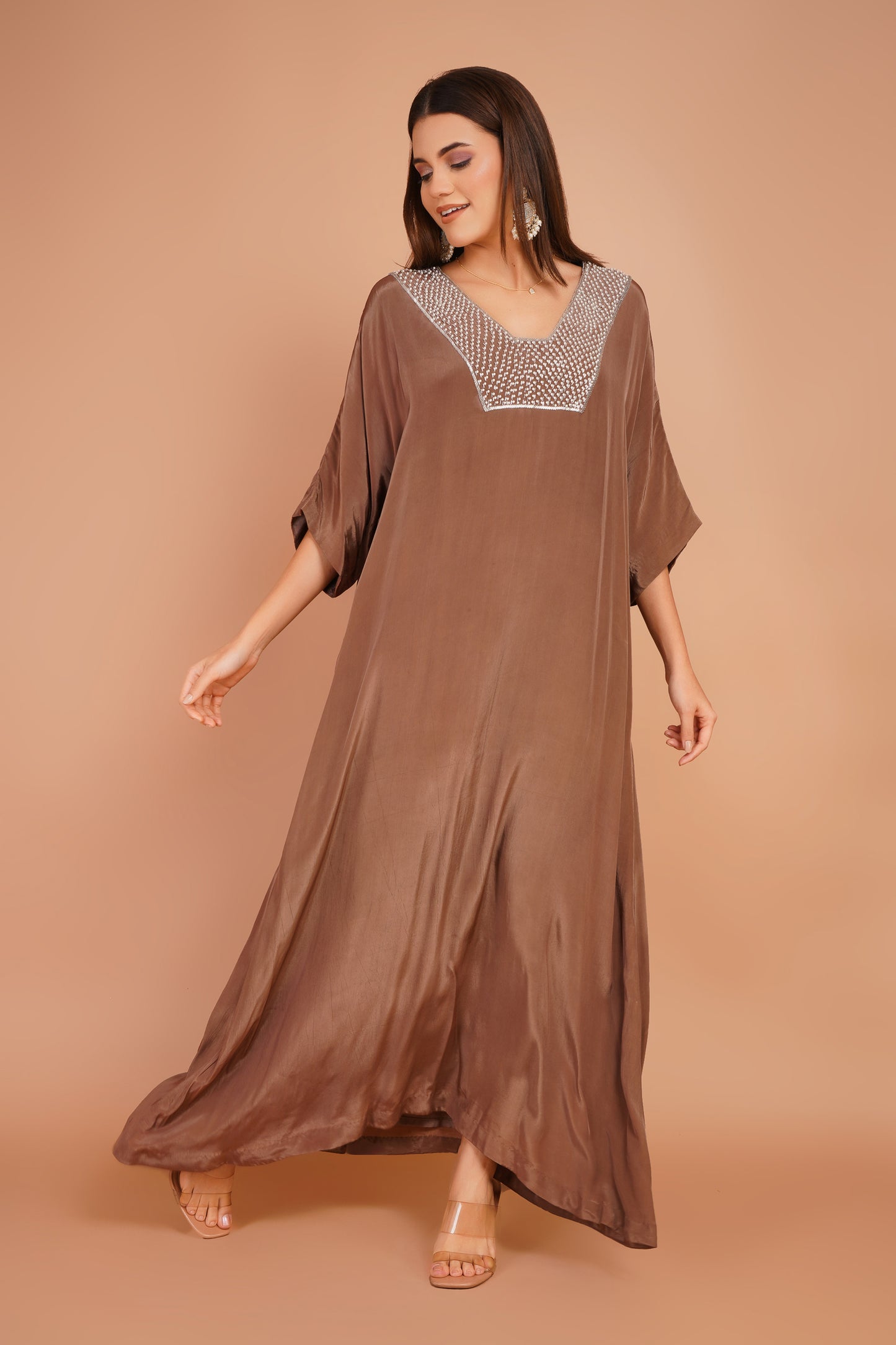 Neck Embroidered Kaftan