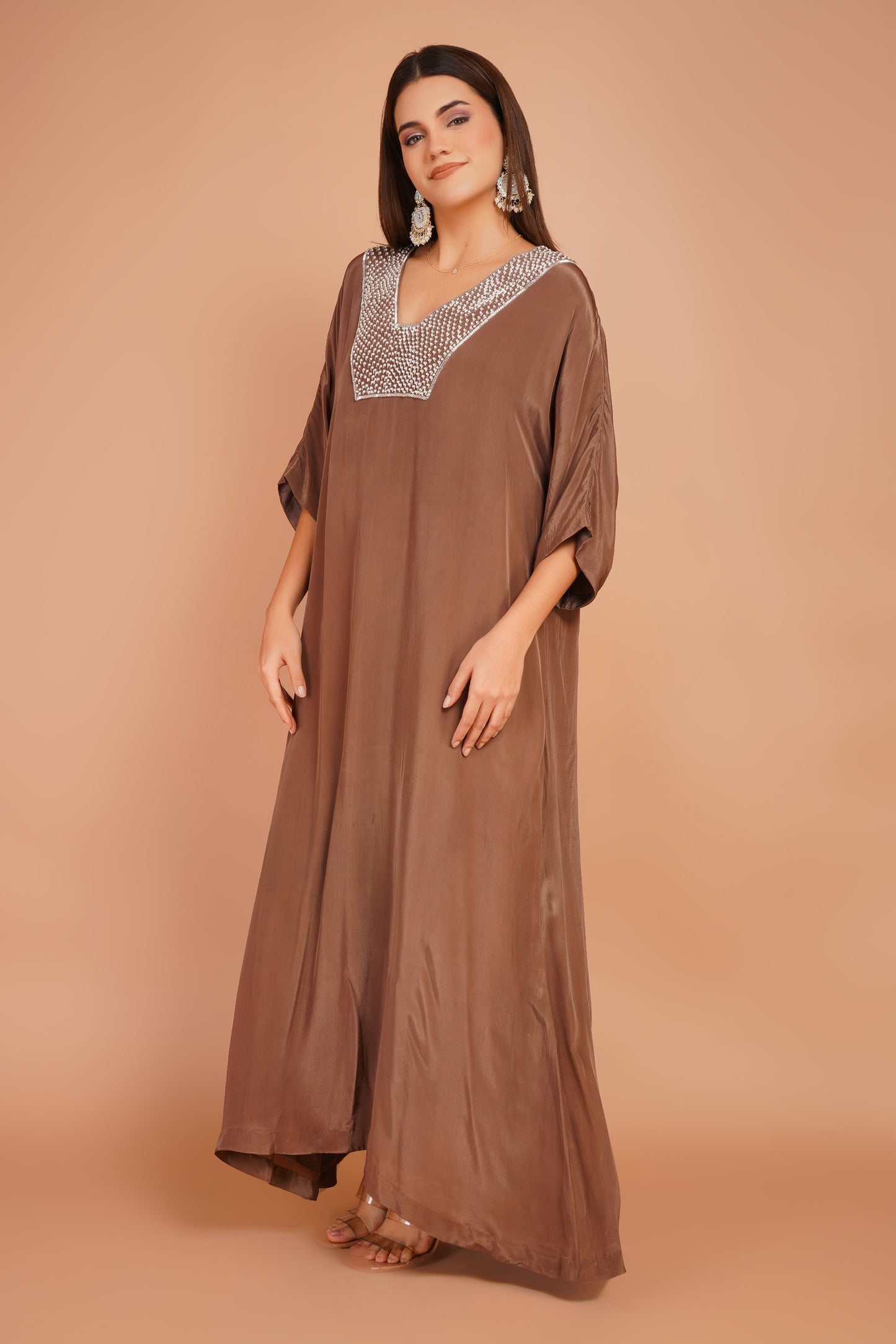 Neck Embroidered Kaftan