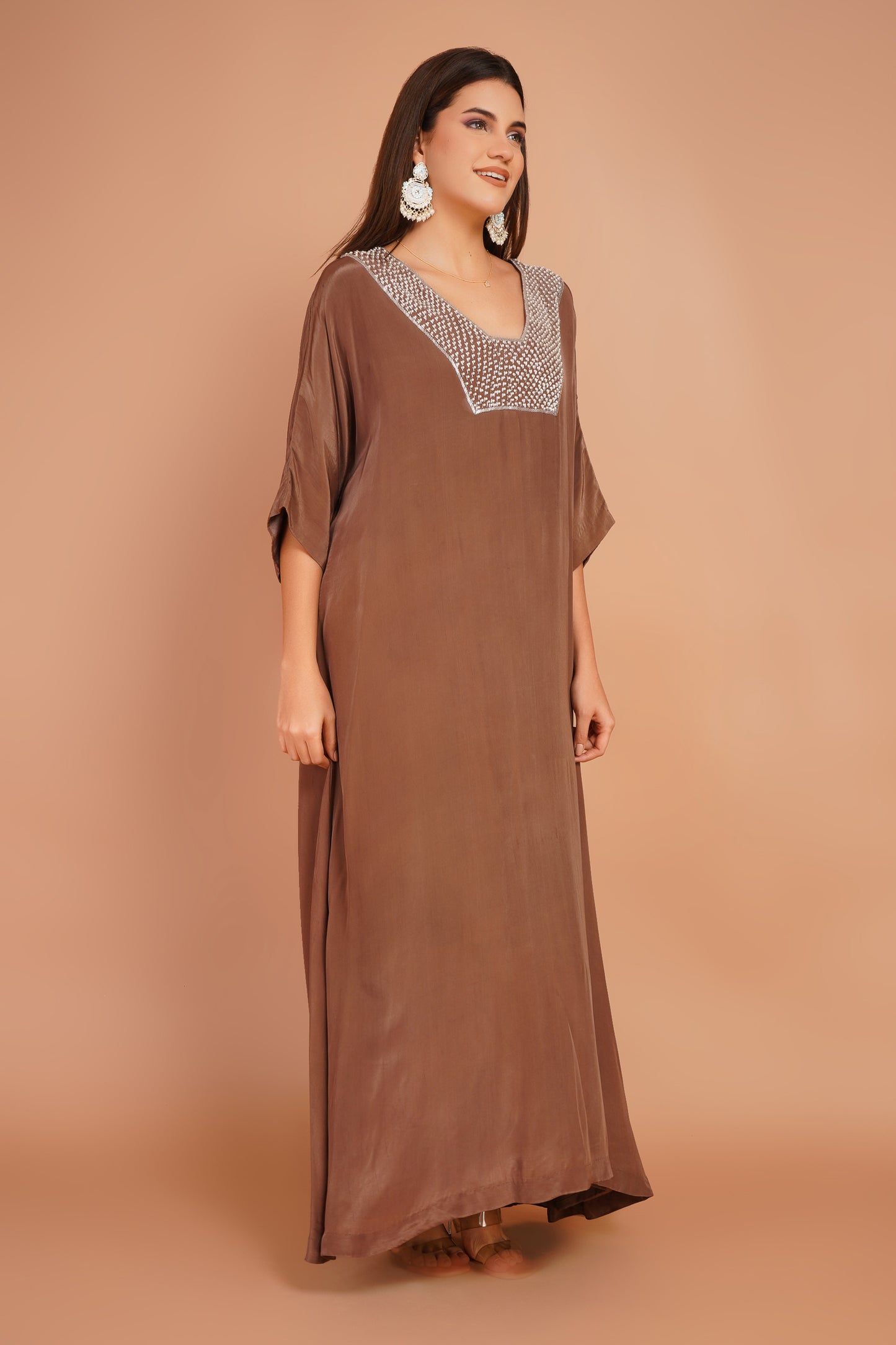 Neck Embroidered Kaftan