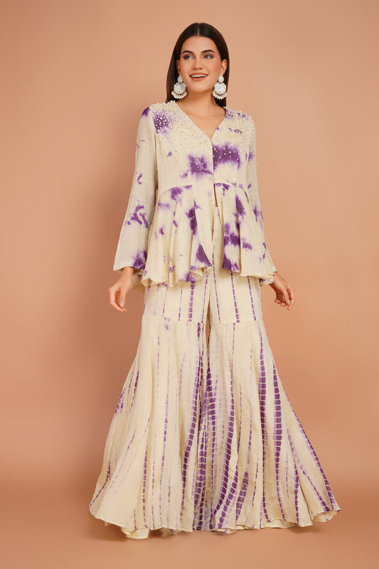 Tie-Dye Peplum & Sharara Set