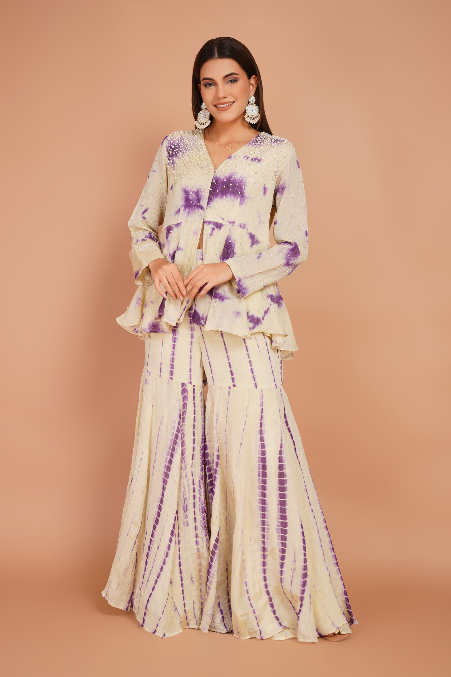 Tie-Dye Peplum & Sharara Set