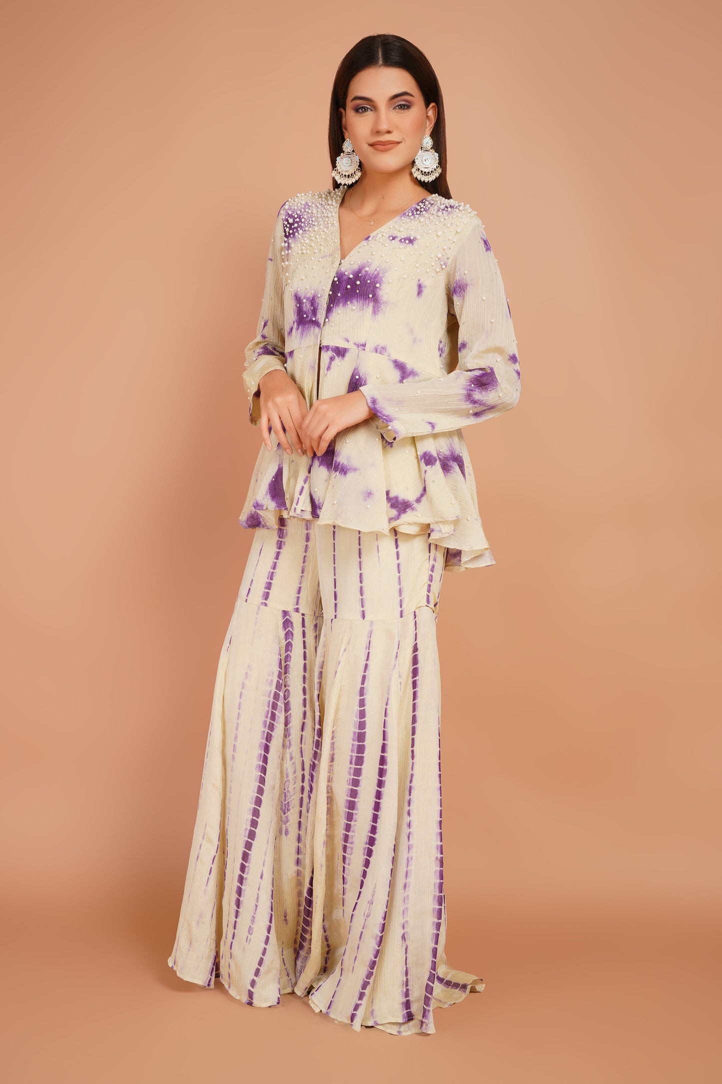 Tie-Dye Peplum & Sharara Set