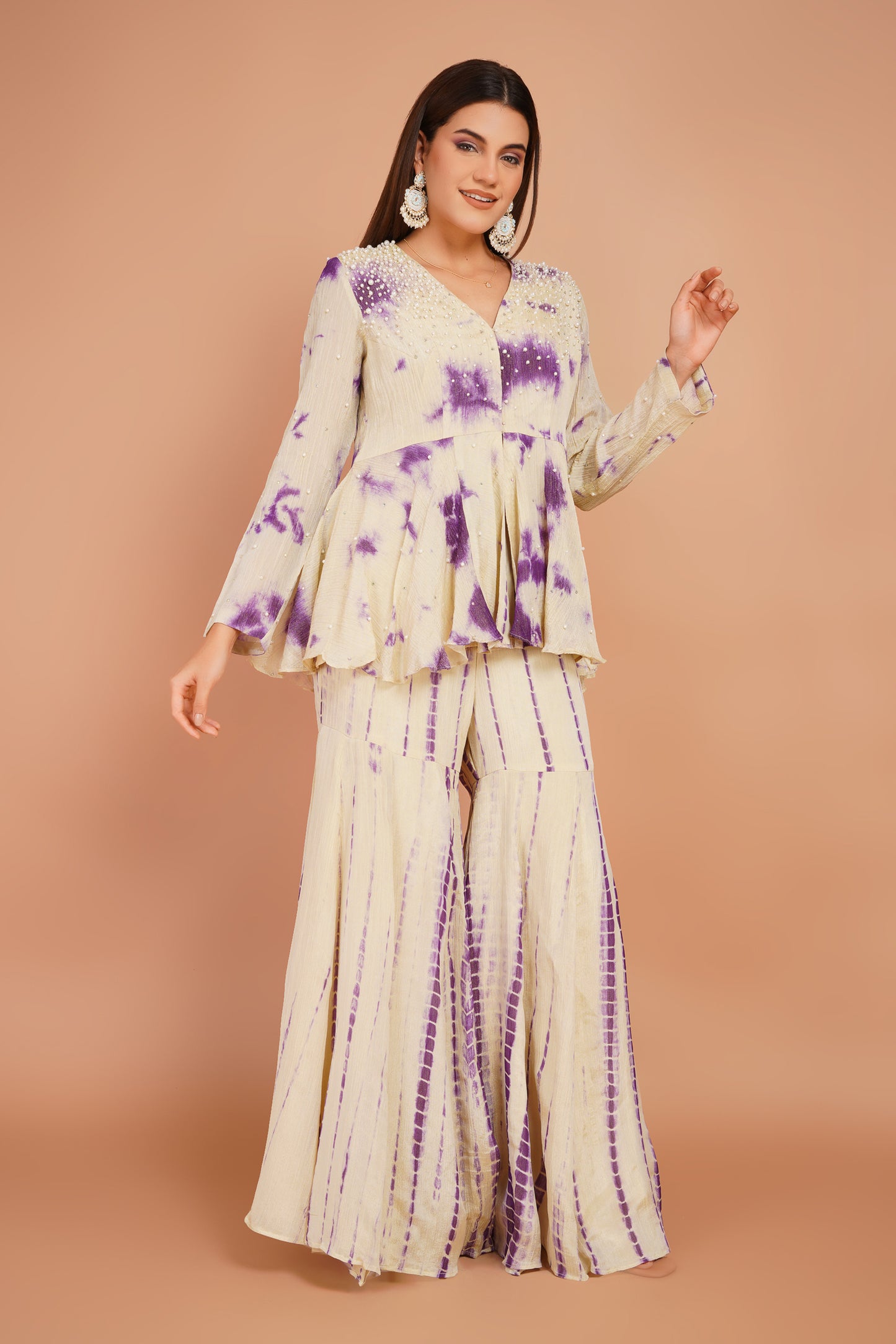 Tie-Dye Peplum & Sharara Set