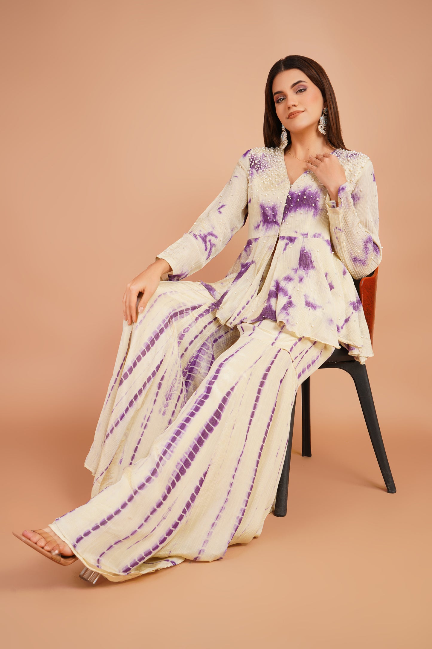 Tie-Dye Peplum & Sharara Set